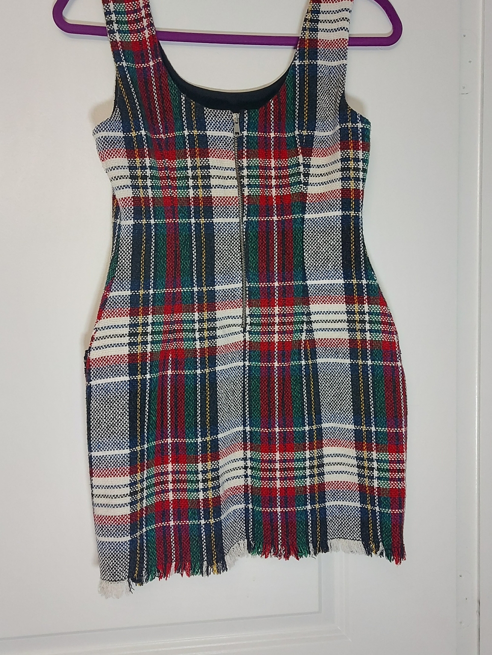 Zara Plaid Mini Dress in Red, Green, White, Blue - Picture 4 of 6